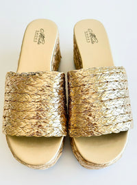 Platform Metallic Slide Wedges-250 Shoes-Let´s see style / Grace Your Style-Coastal Bloom Boutique, find the trendiest versions of the popular styles and looks Located in Indialantic, FL