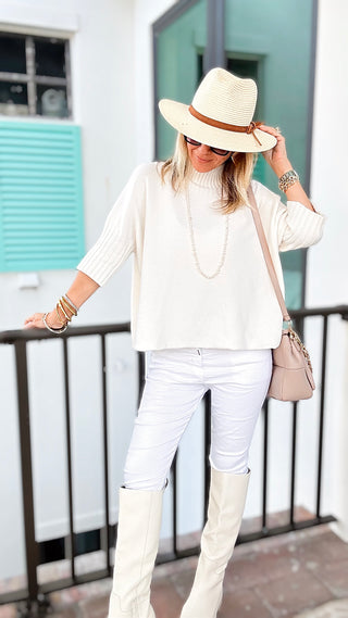 Break Free Italian Sweater Top - Ivory-140 Sweaters-Italianissimo-Coastal Bloom Boutique, find the trendiest versions of the popular styles and looks Located in Indialantic, FL