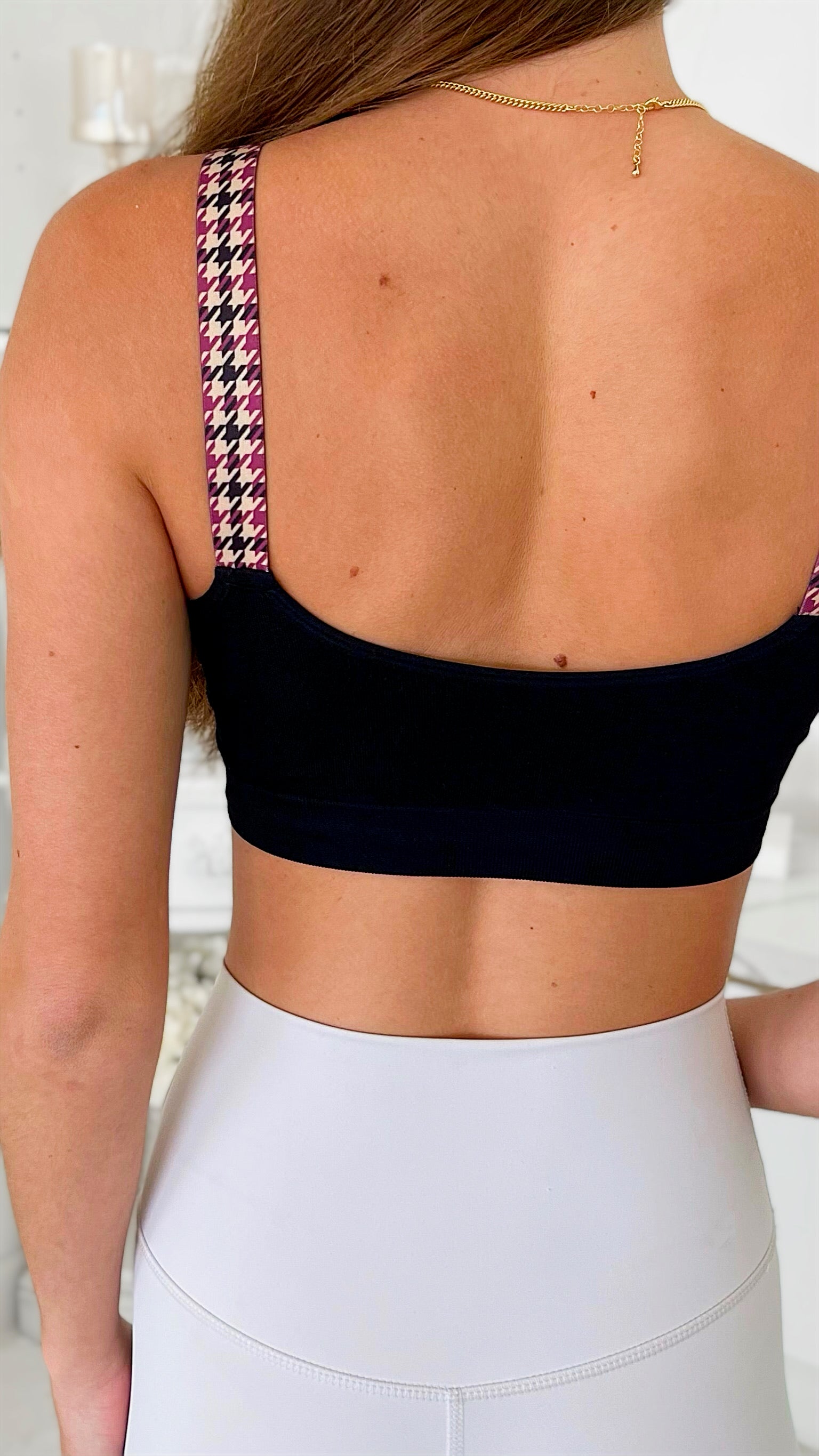Houndstooth On Black Bra-220 Intimates-Strap-its-Coastal Bloom Boutique, find the trendiest versions of the popular styles and looks Located in Indialantic, FL