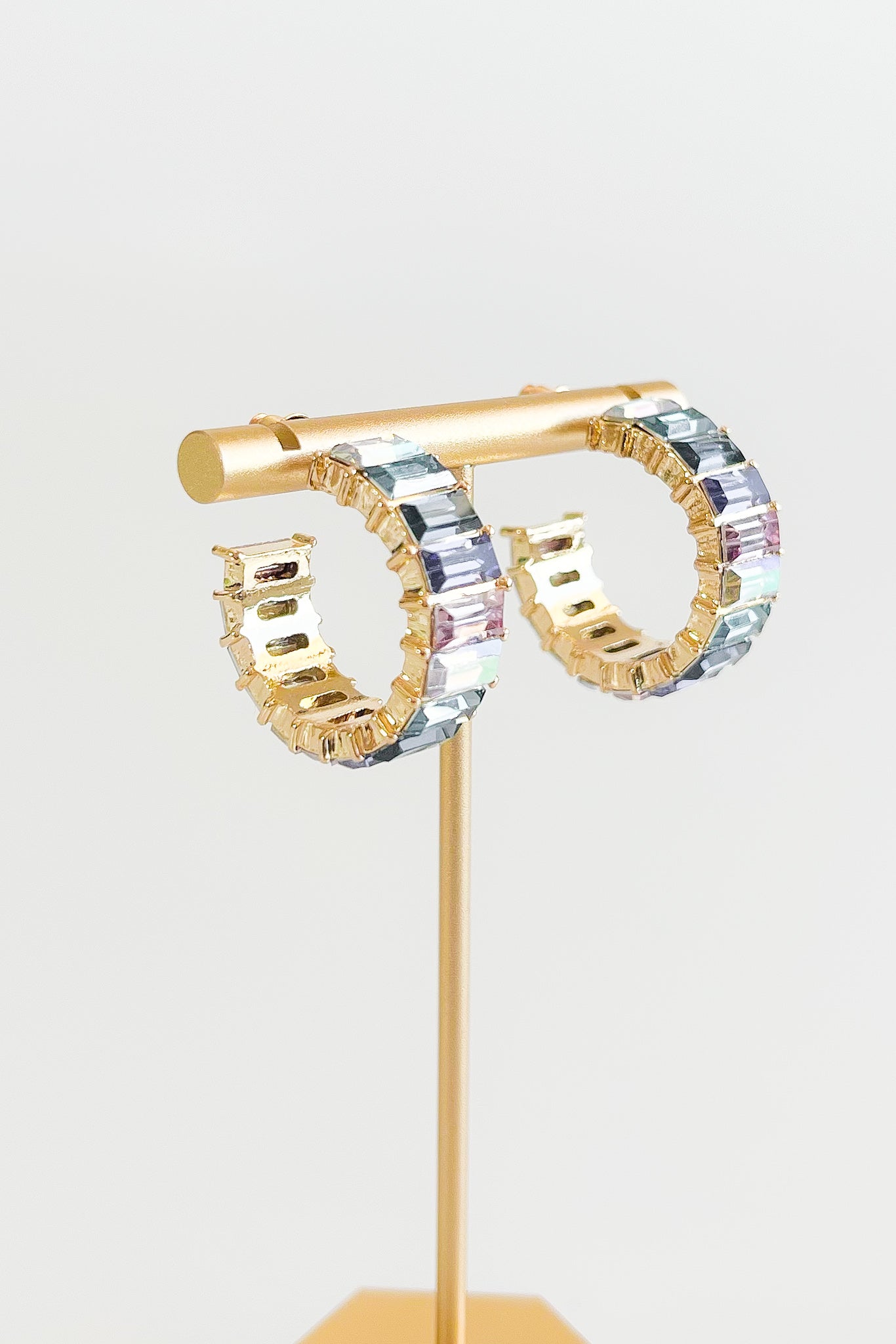Baguette Hoop Earrings - Multi-230 Jewelry-Golden Stella-Coastal Bloom Boutique, find the trendiest versions of the popular styles and looks Located in Indialantic, FL