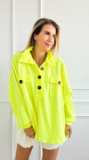 Oversized Texture Knit Sweatshirt - Neon Yellow-130 Long Sleeve Tops-BucketList-Coastal Bloom Boutique, find the trendiest versions of the popular styles and looks Located in Indialantic, FL