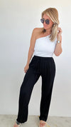 Accordion Pleated Pants - Black-170 Bottoms-Why Dress-Coastal Bloom Boutique, find the trendiest versions of the popular styles and looks Located in Indialantic, FL