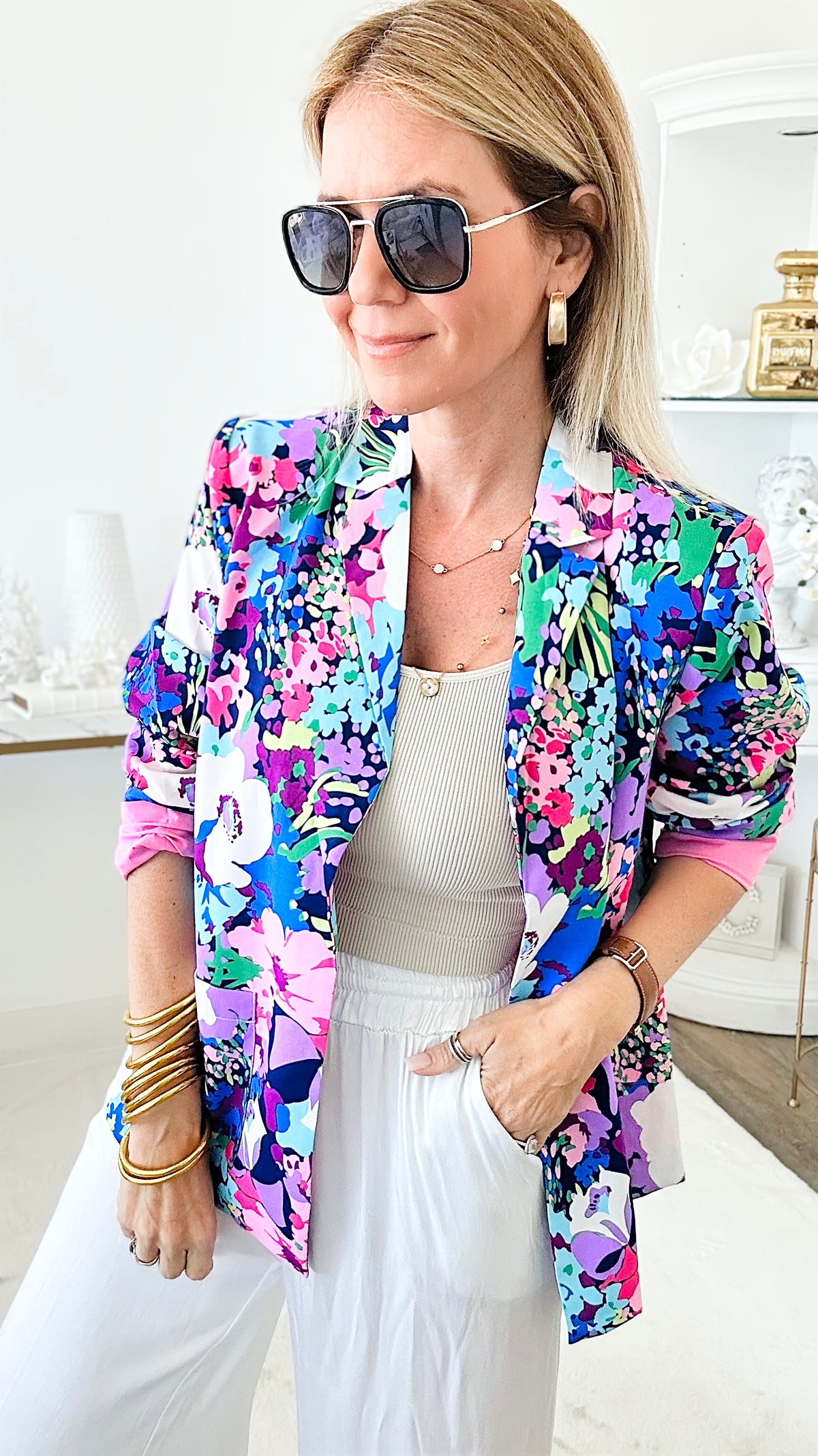 Maryland Floral Blazer Jacket-160 Jackets-DAVI & DANI-Coastal Bloom Boutique, find the trendiest versions of the popular styles and looks Located in Indialantic, FL