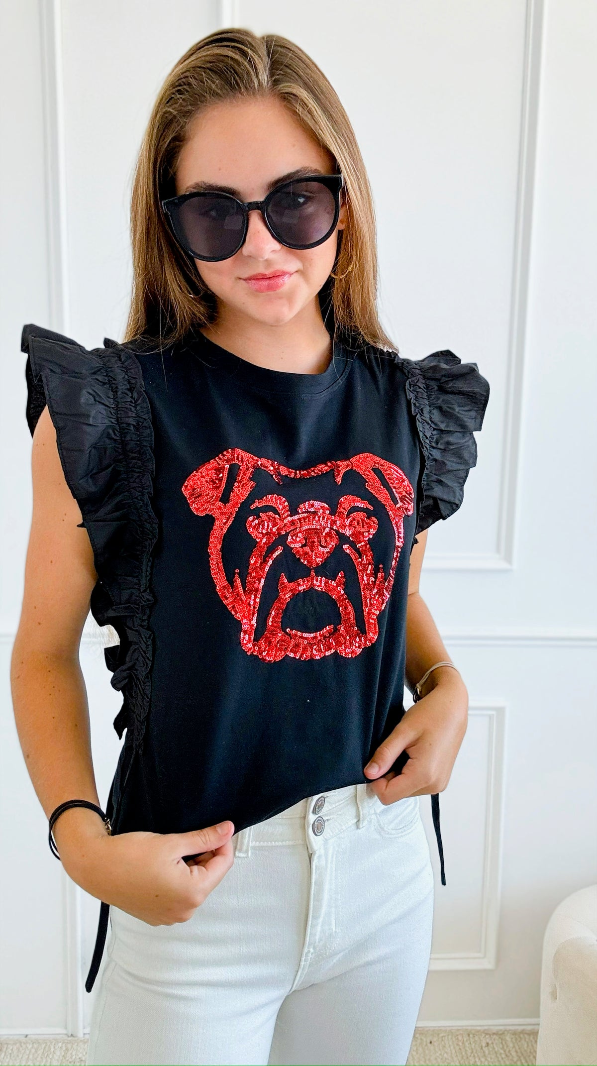 Dawg Day Sparkle T-Shirt-Red-140 Sweaters-Why Dress-Coastal Bloom Boutique, find the trendiest versions of the popular styles and looks Located in Indialantic, FL