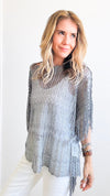 Crochet Knitted Poncho - Grey-150 Cardigans/Layers-Max Accessories-Coastal Bloom Boutique, find the trendiest versions of the popular styles and looks Located in Indialantic, FL