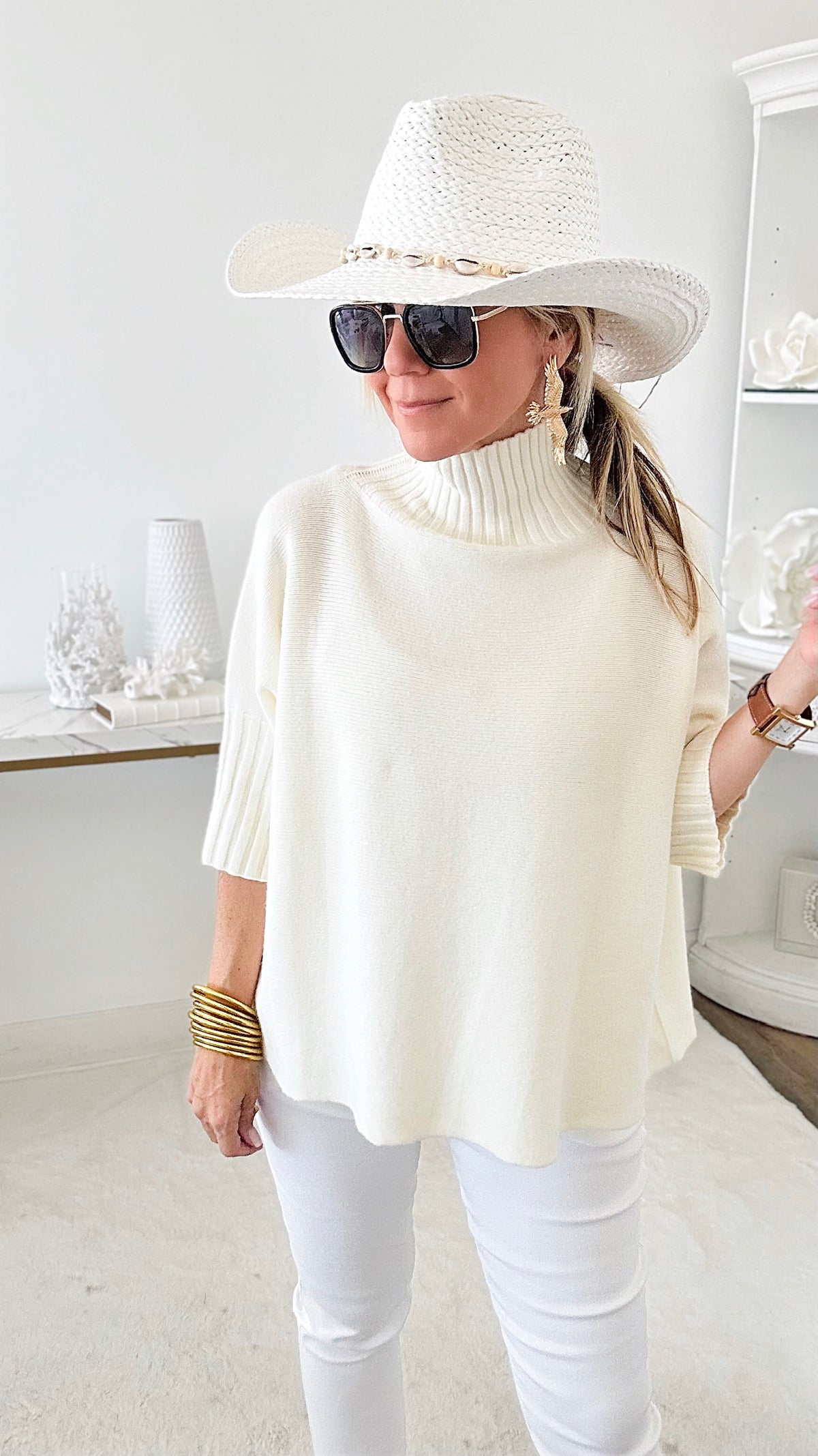 Break Free Italian Sweater Top - Ivory-140 Sweaters-Yolly-Coastal Bloom Boutique, find the trendiest versions of the popular styles and looks Located in Indialantic, FL