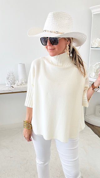 Break Free Italian Sweater Top - Ivory-140 Sweaters-Italianissimo-Coastal Bloom Boutique, find the trendiest versions of the popular styles and looks Located in Indialantic, FL