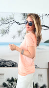 Recoleta Short Sleeve Italian Top - Melon-110 Short Sleeve Tops-Italianissimo-Coastal Bloom Boutique, find the trendiest versions of the popular styles and looks Located in Indialantic, FL