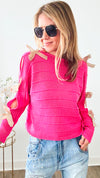 Satin Elegance Italian Sweater - Fuchsia-140 Sweaters-Germany-Coastal Bloom Boutique, find the trendiest versions of the popular styles and looks Located in Indialantic, FL