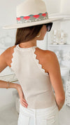 Refined Halter Italian Tank Top - Cream-100 Sleeveless Tops-Yolly-Coastal Bloom Boutique, find the trendiest versions of the popular styles and looks Located in Indialantic, FL