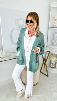 Sugar High Italian Cardigan - Sage-150 Cardigans/Layers-Germany-Coastal Bloom Boutique, find the trendiest versions of the popular styles and looks Located in Indialantic, FL
