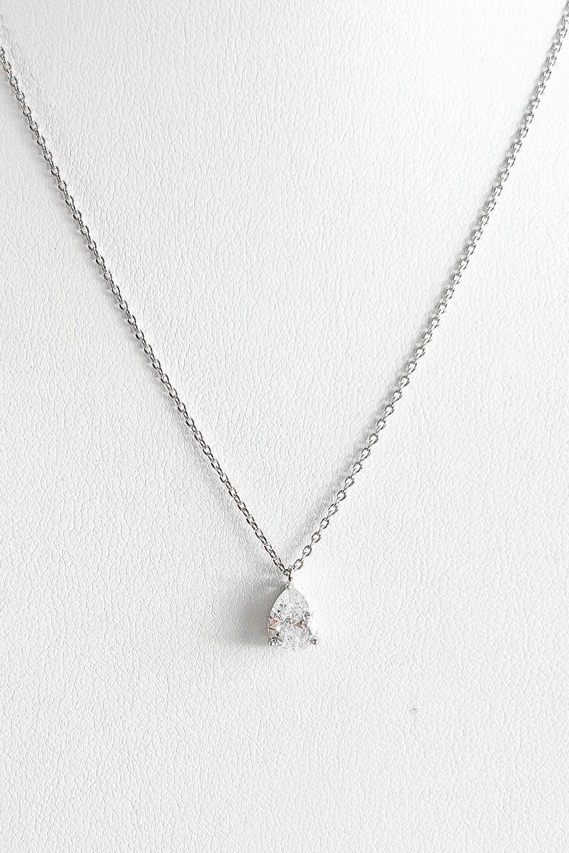 Pear Solitaire Necklace-230 Jewelry-BAG BOUTIQUE/H&D-Coastal Bloom Boutique, find the trendiest versions of the popular styles and looks Located in Indialantic, FL