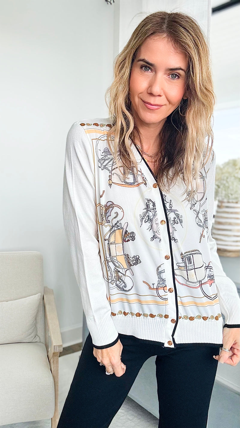 Royal Long Sleeve V-Neck Cardigan - White-150 Cardigans/Layers-CBALY-Coastal Bloom Boutique, find the trendiest versions of the popular styles and looks Located in Indialantic, FL