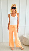Elastic Waist Italian Linen Pant - Melon-pants-Italianissimo-Coastal Bloom Boutique, find the trendiest versions of the popular styles and looks Located in Indialantic, FL