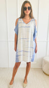 Tie Dye Woven Dress - Powder Blue-110 Short Sleeve Tops-Chatoyant-Coastal Bloom Boutique, find the trendiest versions of the popular styles and looks Located in Indialantic, FL