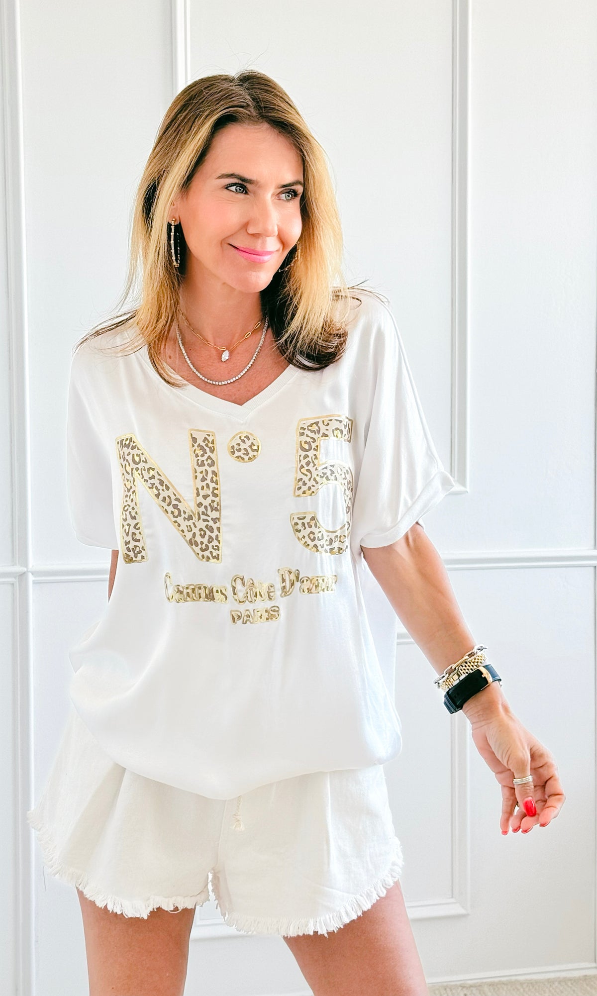 Wild Shine Luxe Italian Top - White-110 Short Sleeve Tops-Italianissimo-Coastal Bloom Boutique, find the trendiest versions of the popular styles and looks Located in Indialantic, FL