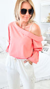 Belle Isle Top - Light Coral-130 Long Sleeve Tops-MAZIK-Coastal Bloom Boutique, find the trendiest versions of the popular styles and looks Located in Indialantic, FL