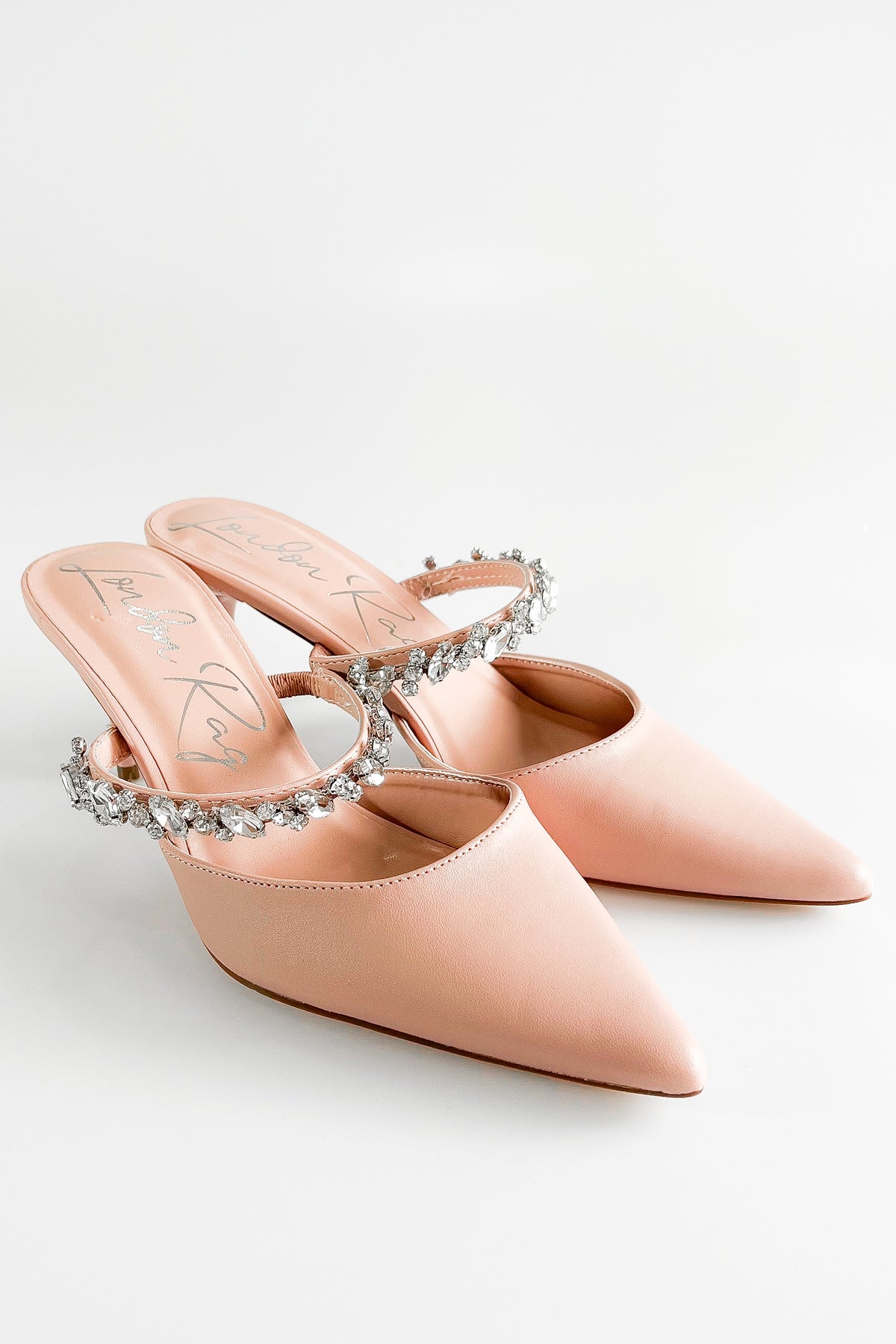 CZ Mid Stiletto Mule - Peach-250 Shoes-RagCompany-Coastal Bloom Boutique, find the trendiest versions of the popular styles and looks Located in Indialantic, FL