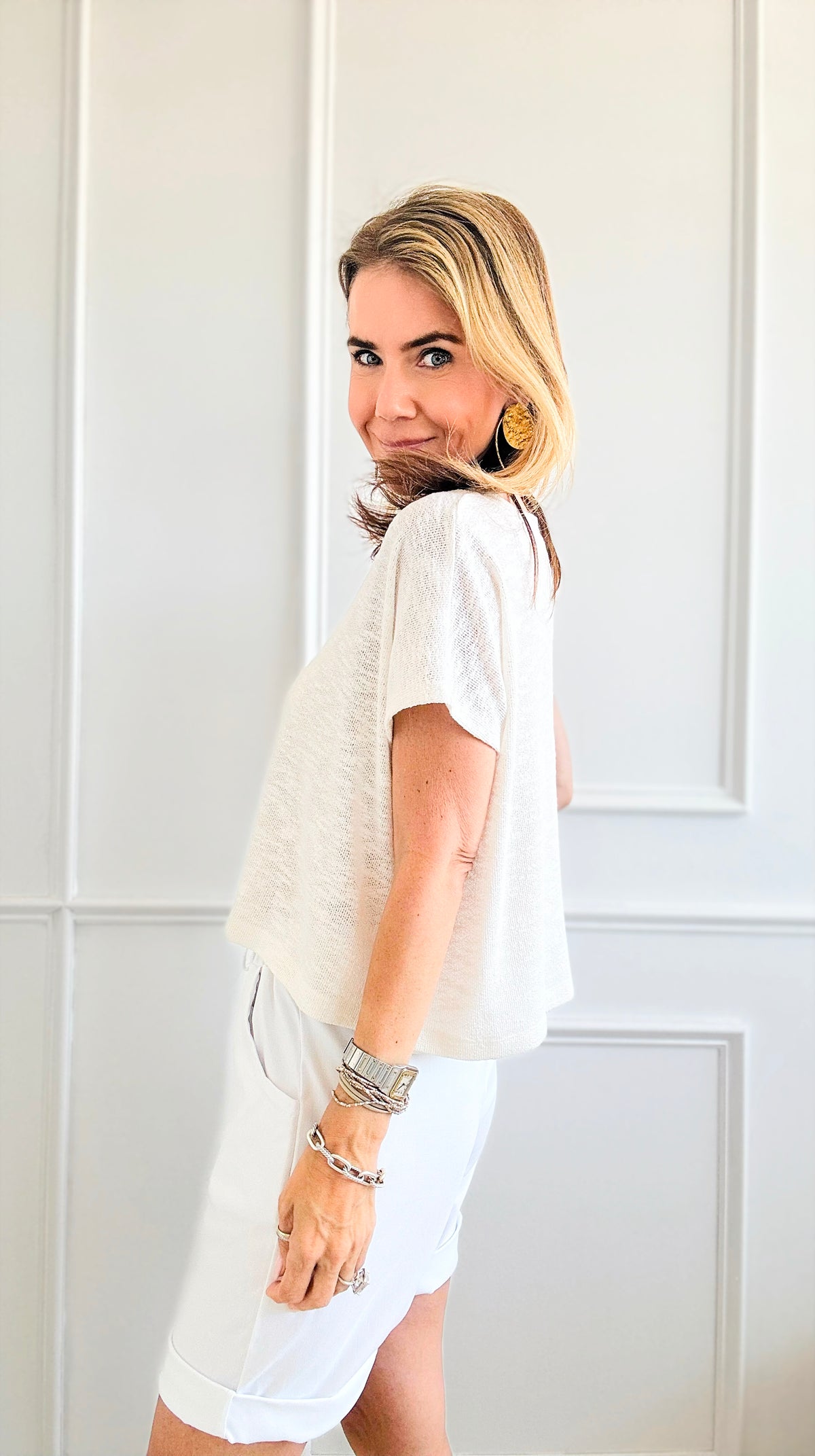 Drop Shoulder Short Sleeve Top - Ivory-110 Short Sleeve Tops-Zenana-Coastal Bloom Boutique, find the trendiest versions of the popular styles and looks Located in Indialantic, FL