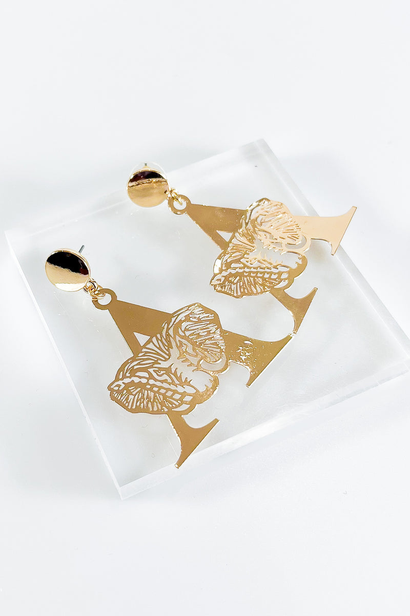 Fierce Letter A Earrings - Gold-230 Jewelry-Golden Stella-Coastal Bloom Boutique, find the trendiest versions of the popular styles and looks Located in Indialantic, FL