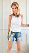 CB Custom Metallic Denim Shorts-170 Bottoms-Zenana / Holly-Coastal Bloom Boutique, find the trendiest versions of the popular styles and looks Located in Indialantic, FL