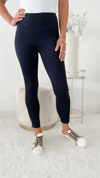 Jacquard Ribbed High-Waisted Leggings - Black-210 Loungewear/Sets-Mono B-Coastal Bloom Boutique, find the trendiest versions of the popular styles and looks Located in Indialantic, FL