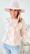 Two Tone Checker Sweater-140 Sweaters-MISS SPARKLING-Coastal Bloom Boutique, find the trendiest versions of the popular styles and looks Located in Indialantic, FL