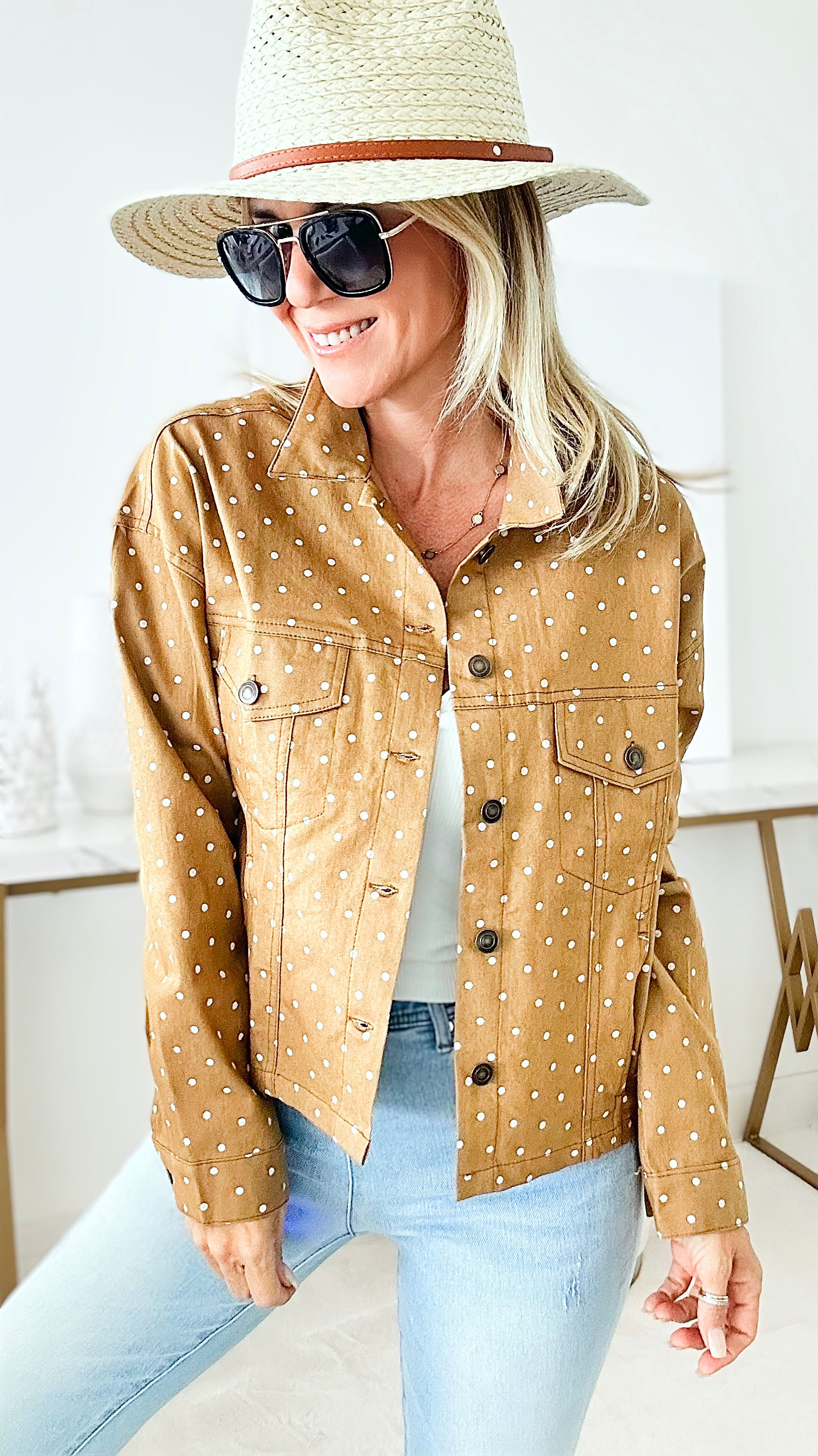 Hello, it's me, Polka Dot Shacket-160 Jackets-Rousseau-Coastal Bloom Boutique, find the trendiest versions of the popular styles and looks Located in Indialantic, FL