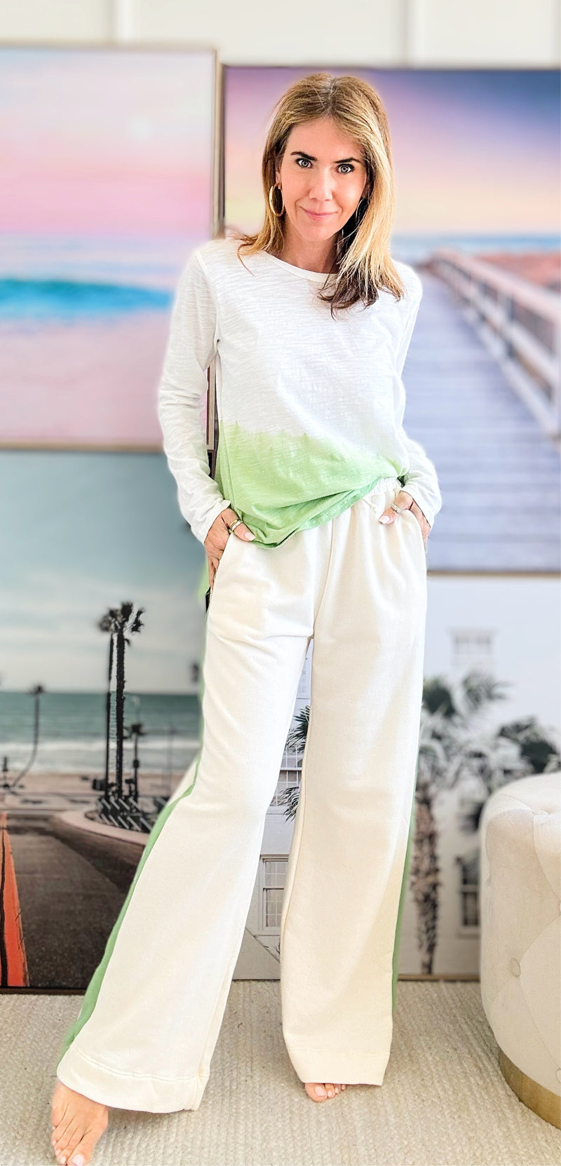 Contrast High Waist Pants-170 Bottoms-BucketList-Coastal Bloom Boutique, find the trendiest versions of the popular styles and looks Located in Indialantic, FL