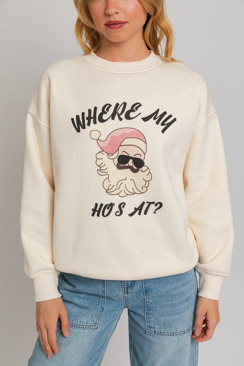 Where My Ho's at Sweatshirt-130 Long Sleeve Tops-LE LIS-Coastal Bloom Boutique, find the trendiest versions of the popular styles and looks Located in Indialantic, FL
