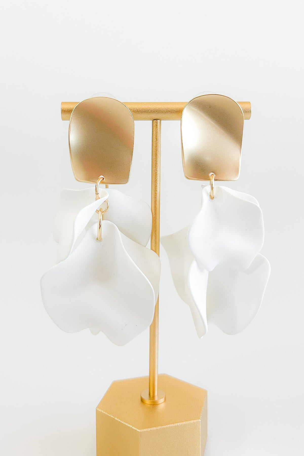 Dangle Petal Earrings - White-230 Jewelry-Golden Stella-Coastal Bloom Boutique, find the trendiest versions of the popular styles and looks Located in Indialantic, FL