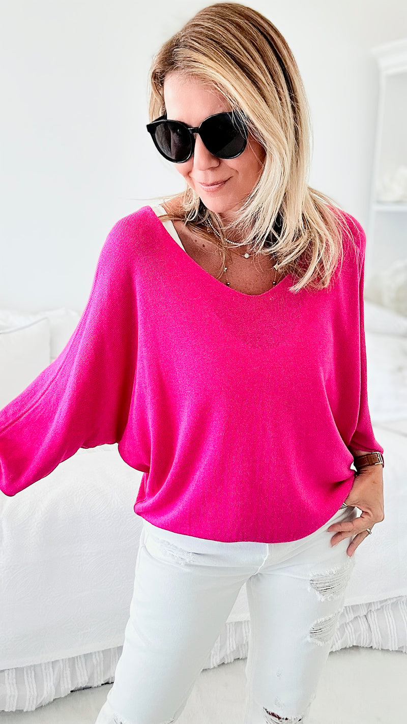 Sundays Ribbed Italian Top - Fuchsia-110 Short Sleeve Tops-Yolly-Coastal Bloom Boutique, find the trendiest versions of the popular styles and looks Located in Indialantic, FL