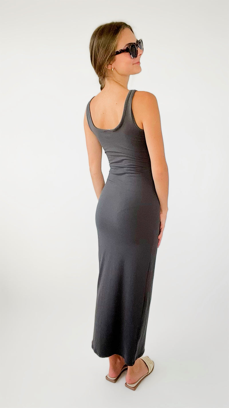 Seamless Brushed Scoop Neck Maxi Dress - Ash Grey-200 Dresses/Jumpsuits/Rompers-Zenana-Coastal Bloom Boutique, find the trendiest versions of the popular styles and looks Located in Indialantic, FL