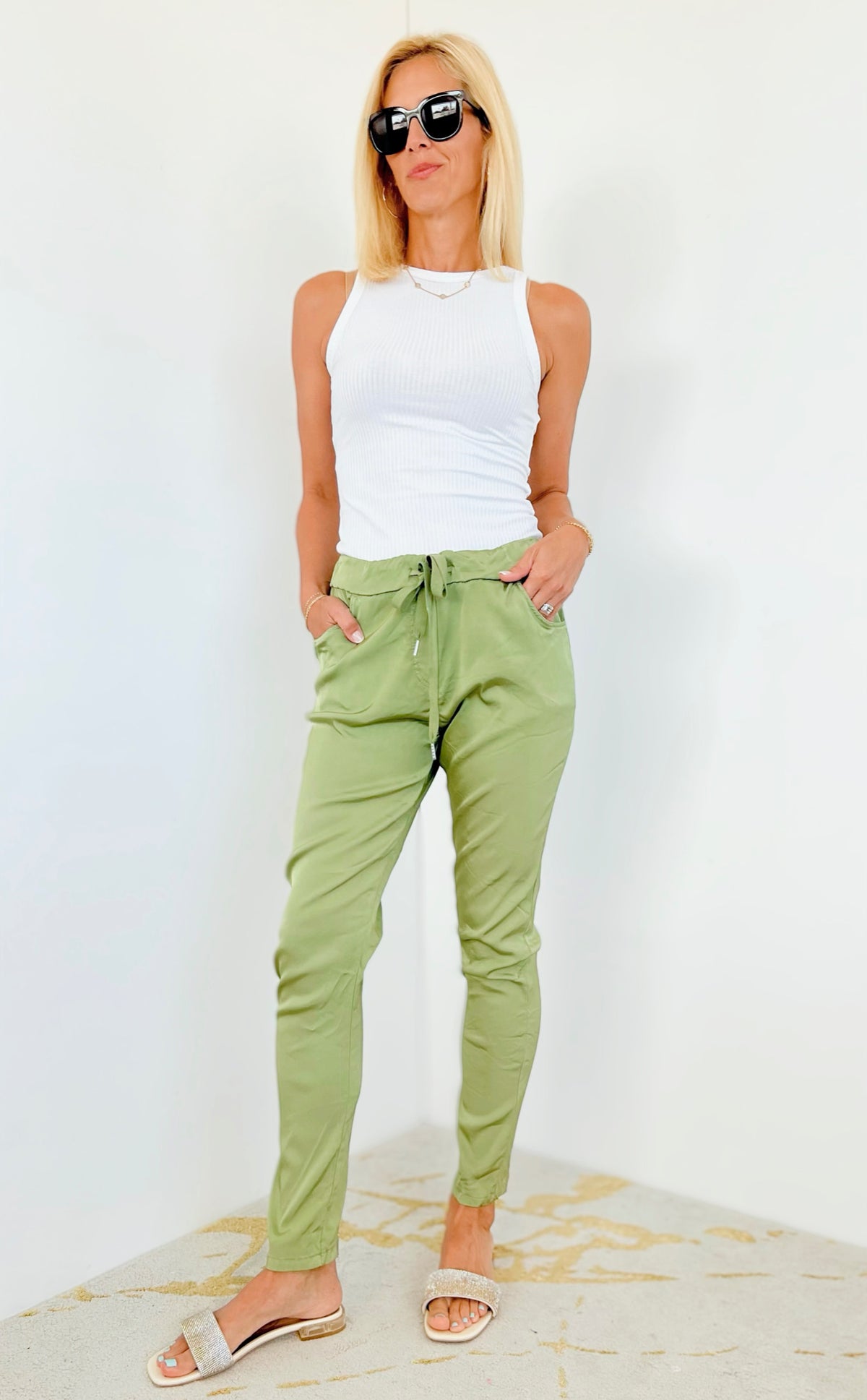 Italian Wish List Jogger - Olive-180 Joggers-Italianissimo-Coastal Bloom Boutique, find the trendiest versions of the popular styles and looks Located in Indialantic, FL