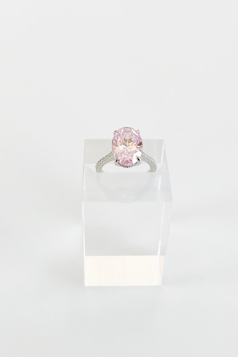 Sterling Silver Light Pink Oval Ring - Silver-230 Jewelry-NYC-Coastal Bloom Boutique, find the trendiest versions of the popular styles and looks Located in Indialantic, FL