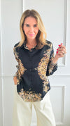 Baroque Button Down Top-Black-130 Long Sleeve Tops-Fate By LFD-Coastal Bloom Boutique, find the trendiest versions of the popular styles and looks Located in Indialantic, FL