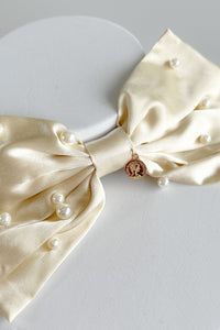 Pearl & Bow French Hair Clip - Beige-260 Other Accessories-Darling-Coastal Bloom Boutique, find the trendiest versions of the popular styles and looks Located in Indialantic, FL