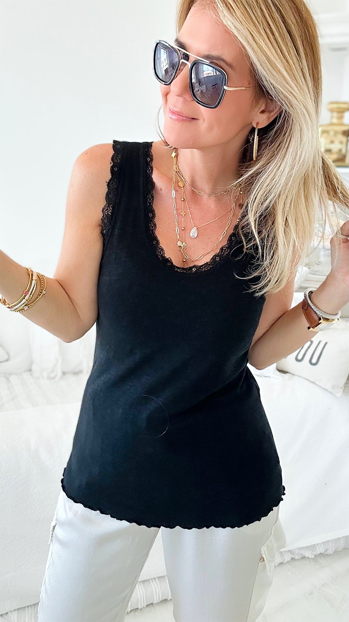 Italian Ribbed Tank Top - Black-100 Sleeveless Tops-Yolly-Coastal Bloom Boutique, find the trendiest versions of the popular styles and looks Located in Indialantic, FL