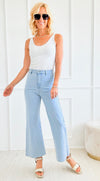 Stretch Wide Leg High Rise Cropped Denim Jean - Light Denim-190 Denim-Anniewear-Coastal Bloom Boutique, find the trendiest versions of the popular styles and looks Located in Indialantic, FL