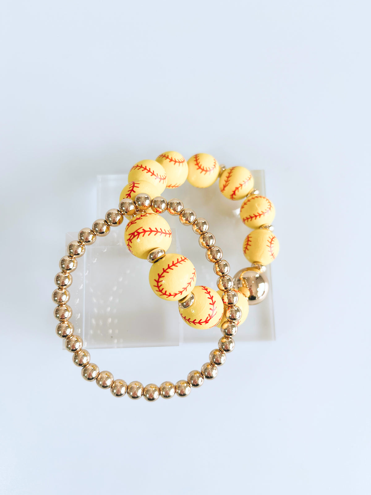 Softball Wood Ball Bracelets-230 Jewelry-Wona Trading-Coastal Bloom Boutique, find the trendiest versions of the popular styles and looks Located in Indialantic, FL