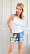 CB Custom Metallic Denim Shorts-170 Bottoms-Zenana / Holly-Coastal Bloom Boutique, find the trendiest versions of the popular styles and looks Located in Indialantic, FL