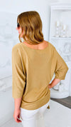 Sundays Ribbed Italian Top - Light Camel-130 Long Sleeve Tops-Italianissimo-Coastal Bloom Boutique, find the trendiest versions of the popular styles and looks Located in Indialantic, FL