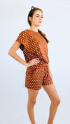 Polka Dot Taylor Top - Rust-110 Short Sleeve Tops-SEE AND BE SEEN-Coastal Bloom Boutique, find the trendiest versions of the popular styles and looks Located in Indialantic, FL