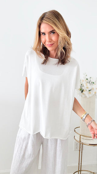 Easy Breezy Italian tee - White-110 Short Sleeve Tops-Italianissimo-Coastal Bloom Boutique, find the trendiest versions of the popular styles and looks Located in Indialantic, FL