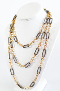 Two Tone Cable Twist Oval Double Layered Necklace-230 Jewelry-Liza-Coastal Bloom Boutique, find the trendiest versions of the popular styles and looks Located in Indialantic, FL