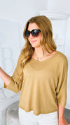 Sundays Ribbed Italian Top - Light Camel-130 Long Sleeve Tops-Italianissimo-Coastal Bloom Boutique, find the trendiest versions of the popular styles and looks Located in Indialantic, FL