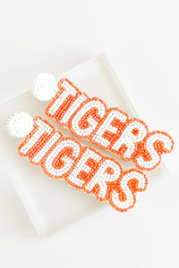 Tigers Bead Letter Dangle Earrings - White-230 Jewelry-Golden Stella-Coastal Bloom Boutique, find the trendiest versions of the popular styles and looks Located in Indialantic, FL