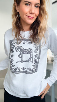 CUSTOM Equestrian Frame Sweatshirt-130 Long Sleeve Tops-CB-Coastal Bloom Boutique, find the trendiest versions of the popular styles and looks Located in Indialantic, FL