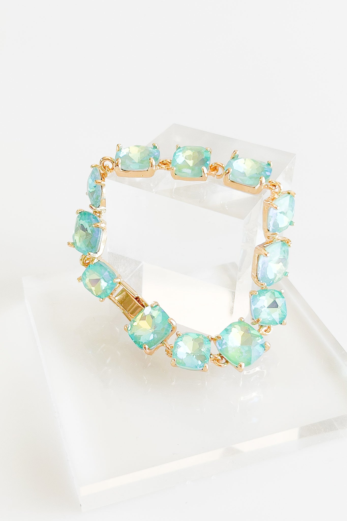 Cushion Stone Bracelet - Aqua-230 Jewelry-NYW-Coastal Bloom Boutique, find the trendiest versions of the popular styles and looks Located in Indialantic, FL