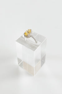 Sterling Silver Canary Pear Halo Ring-230 Jewelry-NYC-Coastal Bloom Boutique, find the trendiest versions of the popular styles and looks Located in Indialantic, FL
